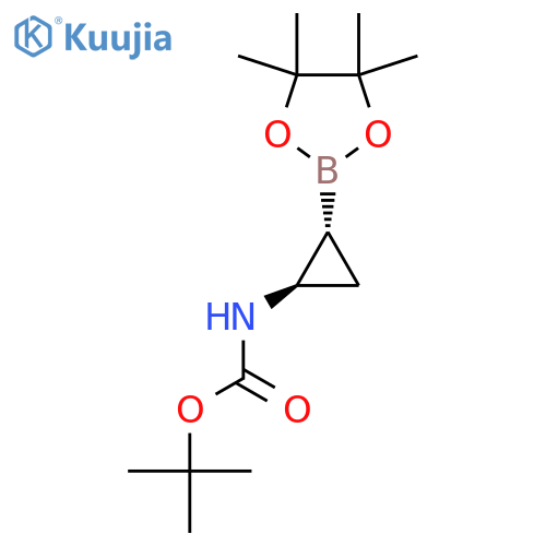 tert-butyl N-[trans-2-(4,4,5,5-tetramethyl-1,3,2-dioxaborolan-2-yl)cyclopropyl]carbamate structure