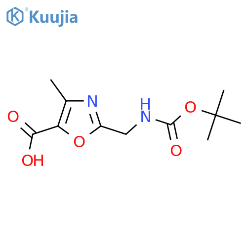 4-Methyl-2-[[(2-methylpropan-2-yl)oxycarbonylamino]methyl]-1,3-oxazole-5-carboxylic acid structure