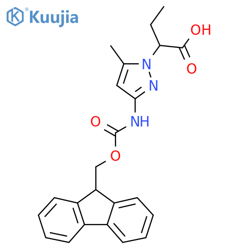 2-[3-({[(9H-fluoren-9-yl)methoxy]carbonyl}amino)-5-methyl-1H-pyrazol-1-yl]butanoic acid structure