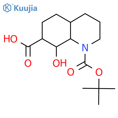 1-(tert-butoxy)carbonyl-8-hydroxy-decahydroquinoline-7-carboxylic acid structure