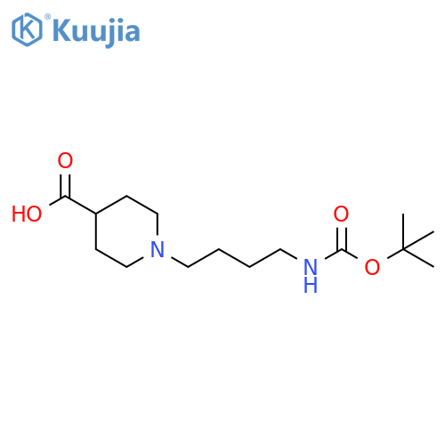 1-(4-{(tert-butoxy)carbonylamino}butyl)piperidine-4-carboxylic acid structure