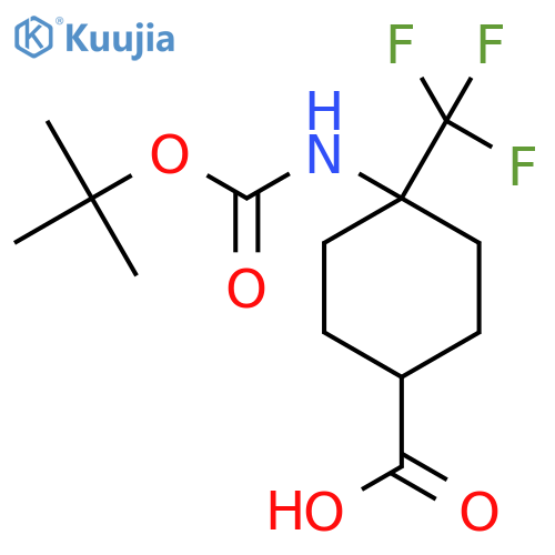 4-{(tert-butoxy)carbonylamino}-4-(trifluoromethyl)cyclohexane-1-carboxylic acid structure