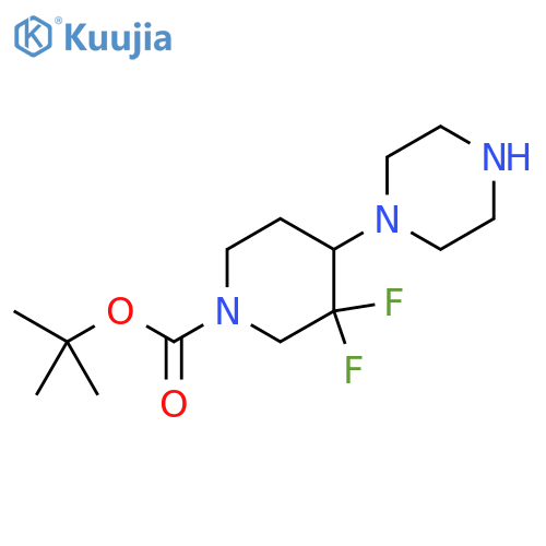 1-Piperidinecarboxylic acid, 3,3-difluoro-4-(1-piperazinyl)-, 1,1-dimethylethyl ester structure