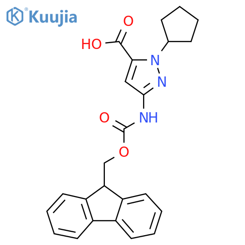 1-cyclopentyl-3-({[(9H-fluoren-9-yl)methoxy]carbonyl}amino)-1H-pyrazole-5-carboxylic acid structure