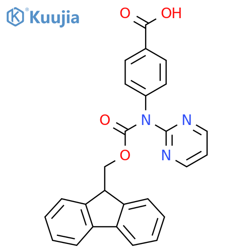 4-({[(9H-fluoren-9-yl)methoxy]carbonyl}(pyrimidin-2-yl)amino)benzoic acid structure