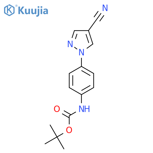 tert-butyl N-[4-(4-cyano-1H-pyrazol-1-yl)phenyl]carbamate structure