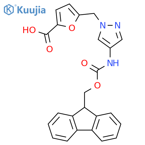 2-Furancarboxylic acid, 5-[[4-[[(9H-fluoren-9-ylmethoxy)carbonyl]amino]-1H-pyrazol-1-yl]methyl]- structure