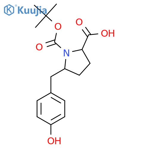1-(tert-butoxy)carbonyl-5-(4-hydroxyphenyl)methylpyrrolidine-2-carboxylic acid structure