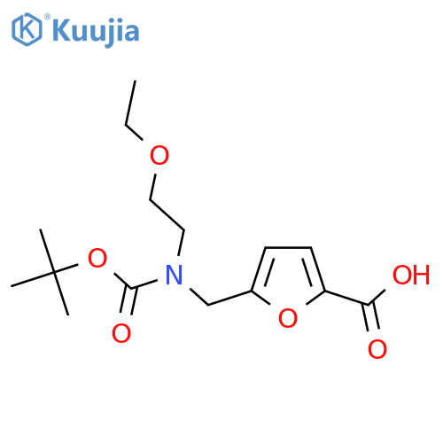 5-({(tert-butoxy)carbonyl(2-ethoxyethyl)amino}methyl)furan-2-carboxylic acid structure