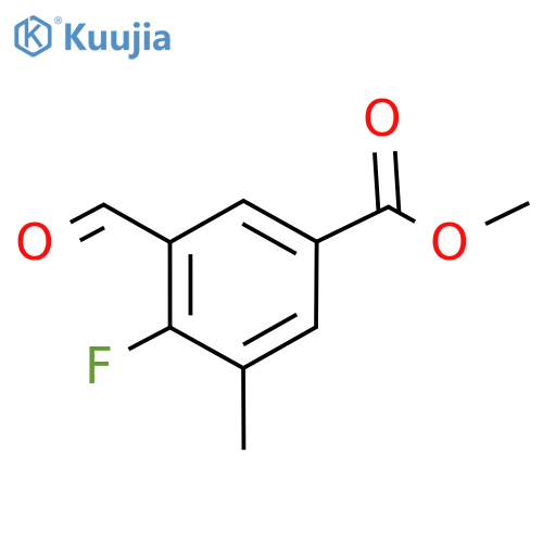 Benzoic acid, 4-​fluoro-​3-​formyl-​5-​methyl-​, methyl ester structure