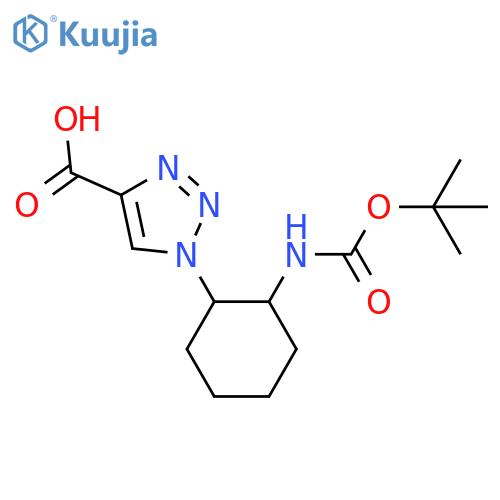1-(2-{(tert-butoxy)carbonylamino}cyclohexyl)-1H-1,2,3-triazole-4-carboxylic acid structure