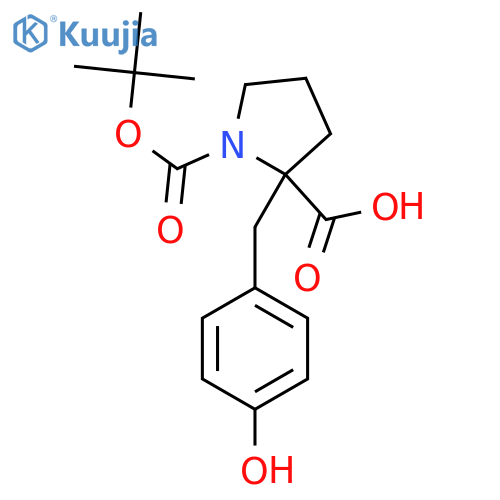 1-(tert-butoxy)carbonyl-2-(4-hydroxyphenyl)methylpyrrolidine-2-carboxylic acid structure