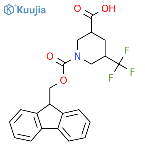 1-{(9H-fluoren-9-yl)methoxycarbonyl}-5-(trifluoromethyl)piperidine-3-carboxylic acid structure