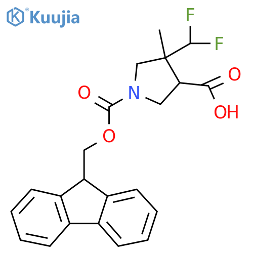 4-(difluoromethyl)-1-{[(9H-fluoren-9-yl)methoxy]carbonyl}-4-methylpyrrolidine-3-carboxylic acid structure
