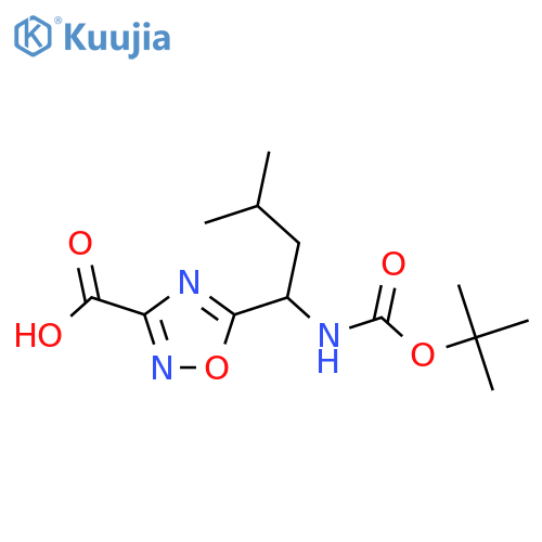 5-(1-{[(Tert-butoxy)carbonyl]amino}-3-methylbutyl)-1,2,4-oxadiazole-3-carboxylic acid structure