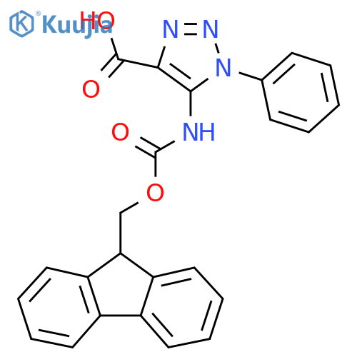 5-({[(9H-fluoren-9-yl)methoxy]carbonyl}amino)-1-phenyl-1H-1,2,3-triazole-4-carboxylic acid structure