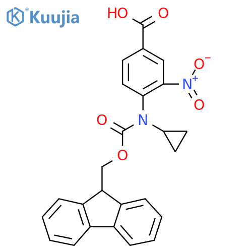 4-[cyclopropyl({[(9H-fluoren-9-yl)methoxy]carbonyl})amino]-3-nitrobenzoic acid structure