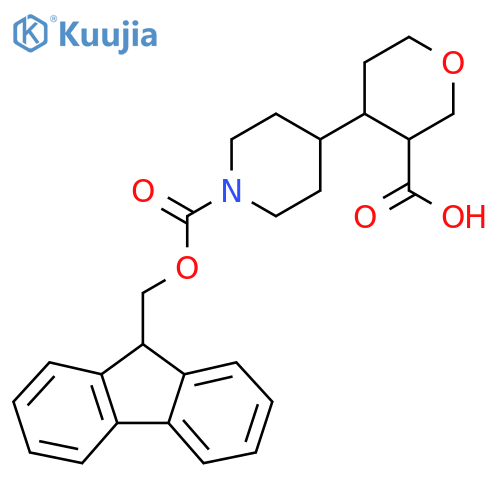 4-(1-{(9H-fluoren-9-yl)methoxycarbonyl}piperidin-4-yl)oxane-3-carboxylic acid structure