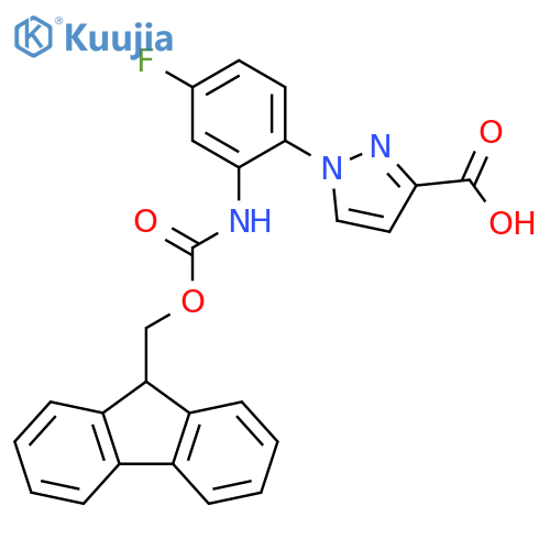 1H-Pyrazole-3-carboxylic acid, 1-[2-[[(9H-fluoren-9-ylmethoxy)carbonyl]amino]-4-fluorophenyl]- structure