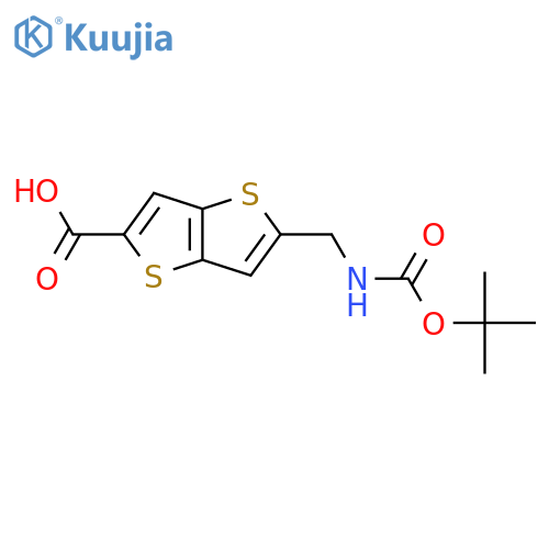 5-({[(Tert-butoxy)carbonyl]amino}methyl)thieno[3,2-b]thiophene-2-carboxylic acid structure