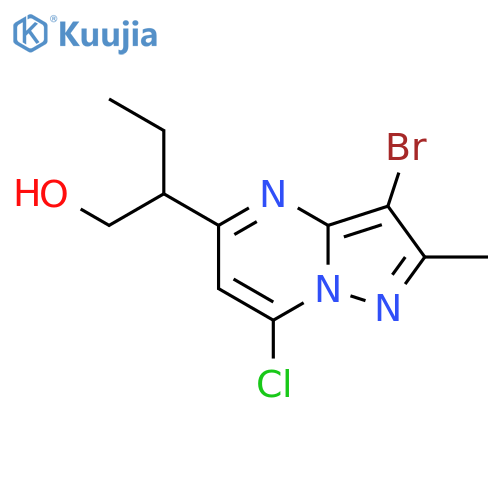 2-(3-bromo-7-chloro-2-methyl-pyrazolo[1,5-a]pyrimidin-5-yl)butan-1-ol structure