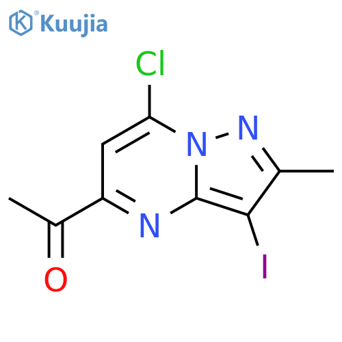 1-(7-chloro-3-iodo-2-methyl-pyrazolo[1,5-a]pyrimidin-5-yl)ethanone structure
