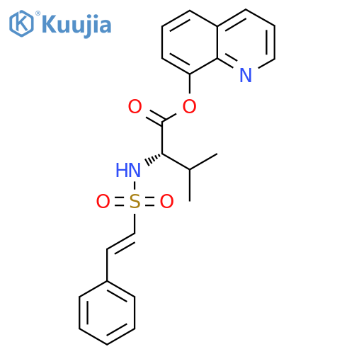 quinolin-8-yl (2S)-3-methyl-2-(2-phenylethenesulfonamido)butanoate structure