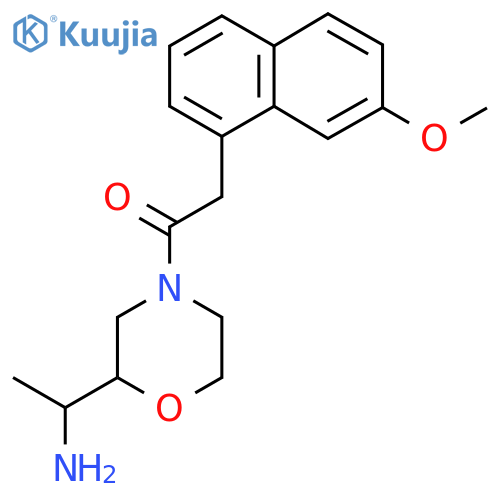 1-2-(1-aminoethyl)morpholin-4-yl-2-(7-methoxynaphthalen-1-yl)ethan-1-one structure