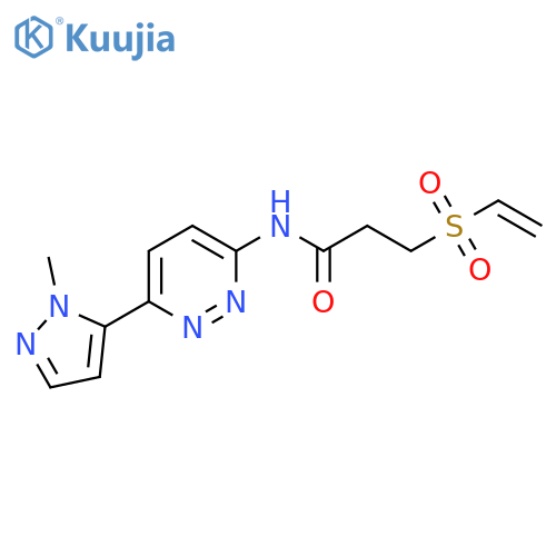 3-(ethenesulfonyl)-N-[6-(1-methyl-1H-pyrazol-5-yl)pyridazin-3-yl]propanamide structure