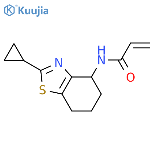 N-(2-cyclopropyl-4,5,6,7-tetrahydro-1,3-benzothiazol-4-yl)prop-2-enamide structure