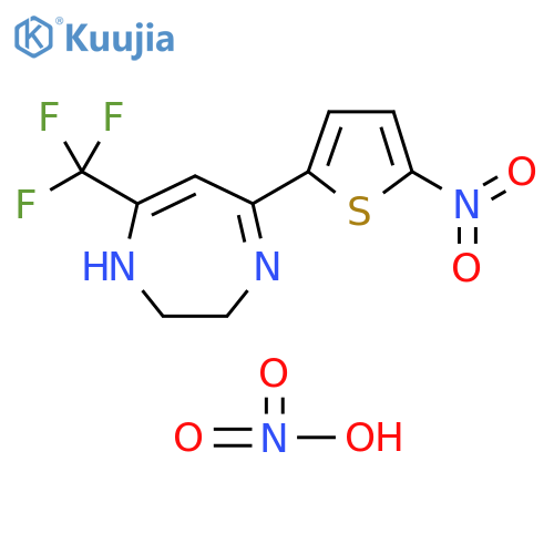 1H-1,4-Diazepine, 2,3-dihydro-5-(5-nitro-2-thienyl)-7-(trifluoromethyl)-, nitrate (1:1) structure