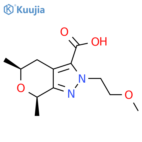 rac-(5R,7S)-2-(2-methoxyethyl)-5,7-dimethyl-2H,4H,5H,7H-pyrano[3,4-c]pyrazole-3-carboxylic acid structure