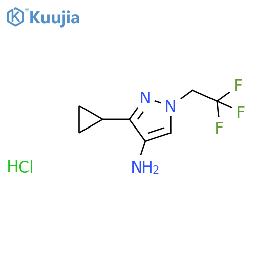 3-Cyclopropyl-1-(2,2,2-trifluoroethyl)pyrazol-4-amine;hydrochloride structure