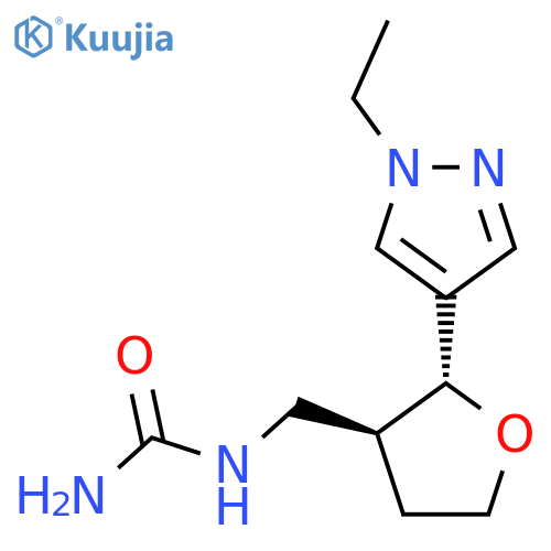 rac-{[(2R,3S)-2-(1-ethyl-1H-pyrazol-4-yl)oxolan-3-yl]methyl}urea structure