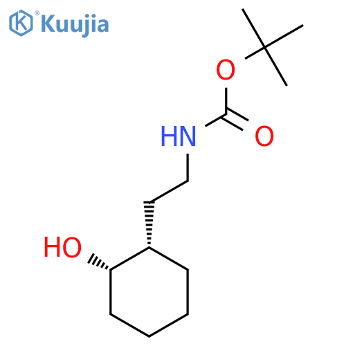 rac-tert-butyl N-{2-[(1R,2R)-2-hydroxycyclohexyl]ethyl}carbamate structure