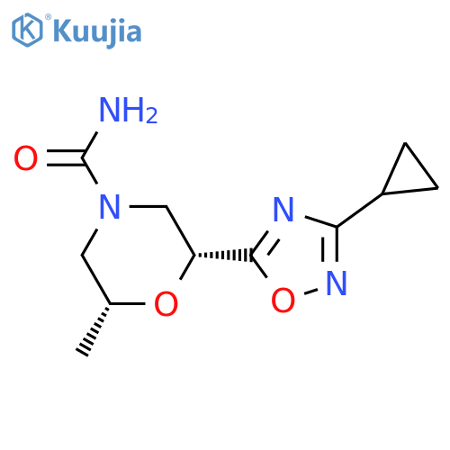 (2R,6R)-2-(3-Cyclopropyl-1,2,4-oxadiazol-5-yl)-6-methyl-4-morpholinecarboxamide structure