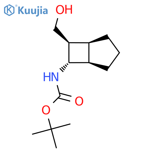 rac-tert-butyl N-[(1R,5S,6R,7R)-7-(hydroxymethyl)bicyclo[3.2.0]heptan-6-yl]carbamate structure