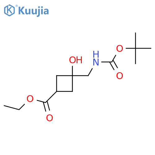 Ethyl (1r,3r)-3-({[(tert-butoxy)carbonyl]amino}methyl)-3-hydroxycyclobutane-1-carboxylate structure