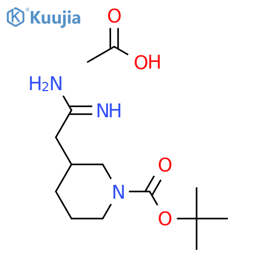 1-Piperidinecarboxylic acid, 3-(2-amino-2-iminoethyl)-, 1,1-dimethylethyl ester, acetate (1:1) structure