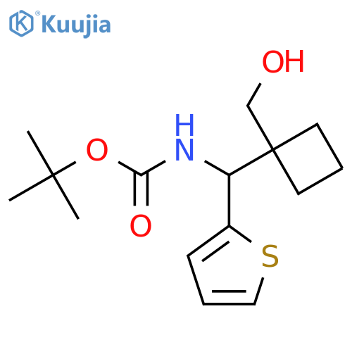 tert-butyl N-{[1-(hydroxymethyl)cyclobutyl](thiophen-2-yl)methyl}carbamate structure