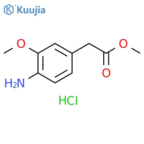 Benzeneacetic acid, 4-amino-3-methoxy-, methyl ester, hydrochloride (1:1) structure