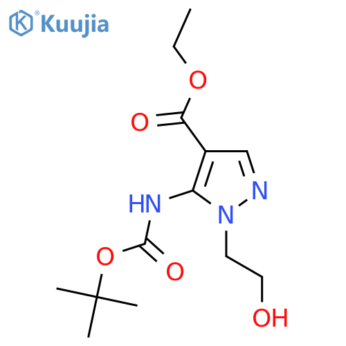 ethyl 5-{[(tert-butoxy)carbonyl]amino}-1-(2-hydroxyethyl)-1H-pyrazole-4-carboxylate structure