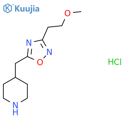 4-{[3-(2-Methoxyethyl)-1,2,4-oxadiazol-5-yl]methyl}piperidine hydrochloride structure