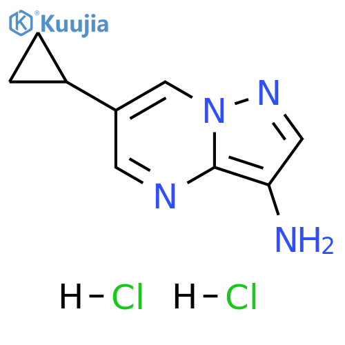Pyrazolo[1,5-a]pyrimidin-3-amine, 6-cyclopropyl-, hydrochloride (1:2) structure