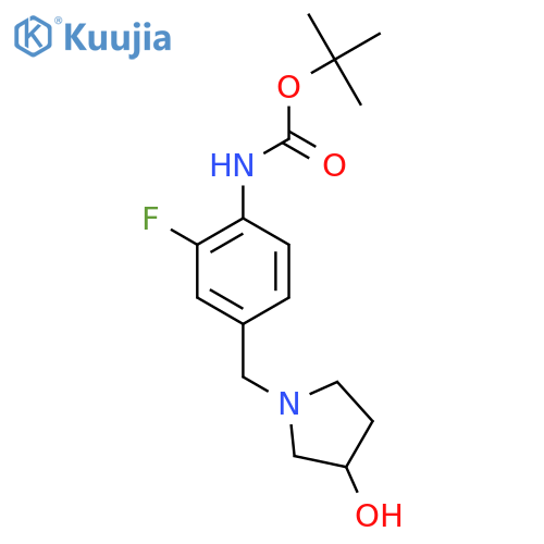 tert-butyl N-{2-fluoro-4-[(3-hydroxypyrrolidin-1-yl)methyl]phenyl}carbamate structure