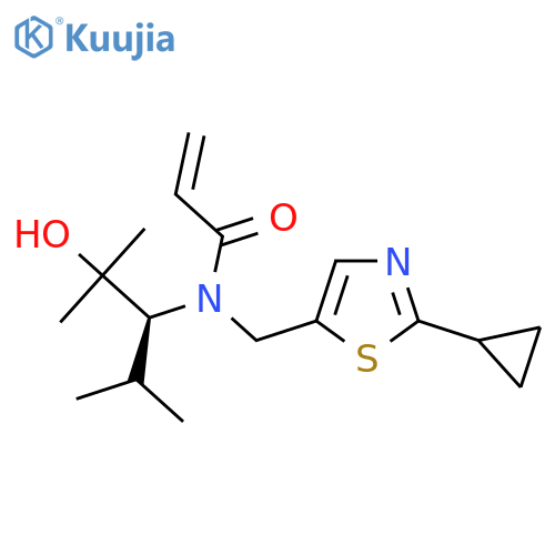 N-[(2-Cyclopropyl-1,3-thiazol-5-yl)methyl]-N-[(3S)-2-hydroxy-2,4-dimethylpentan-3-yl]prop-2-enamide structure