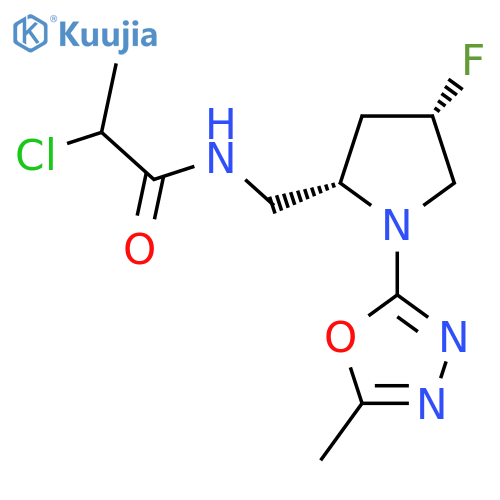 2-Chloro-N-[[(2S,4S)-4-fluoro-1-(5-methyl-1,3,4-oxadiazol-2-yl)pyrrolidin-2-yl]methyl]propanamide structure