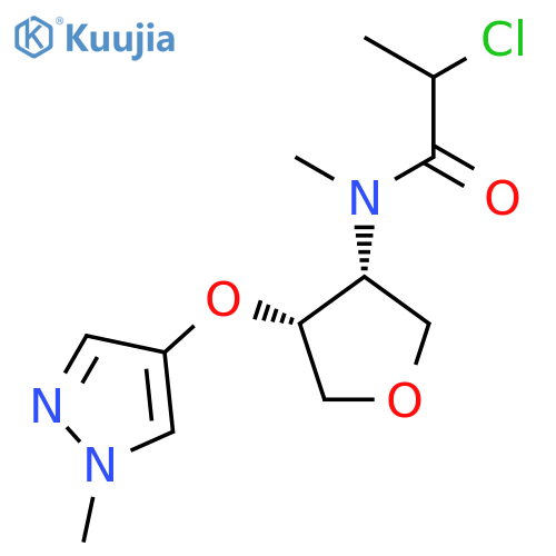 2-Chloro-N-methyl-N-[(3R,4R)-4-(1-methylpyrazol-4-yl)oxyoxolan-3-yl]propanamide structure