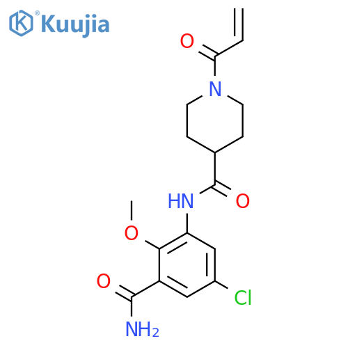 N-(3-Carbamoyl-5-chloro-2-methoxyphenyl)-1-prop-2-enoylpiperidine-4-carboxamide structure