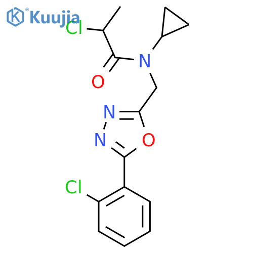 2-Chloro-N-[[5-(2-chlorophenyl)-1,3,4-oxadiazol-2-yl]methyl]-N-cyclopropylpropanamide structure